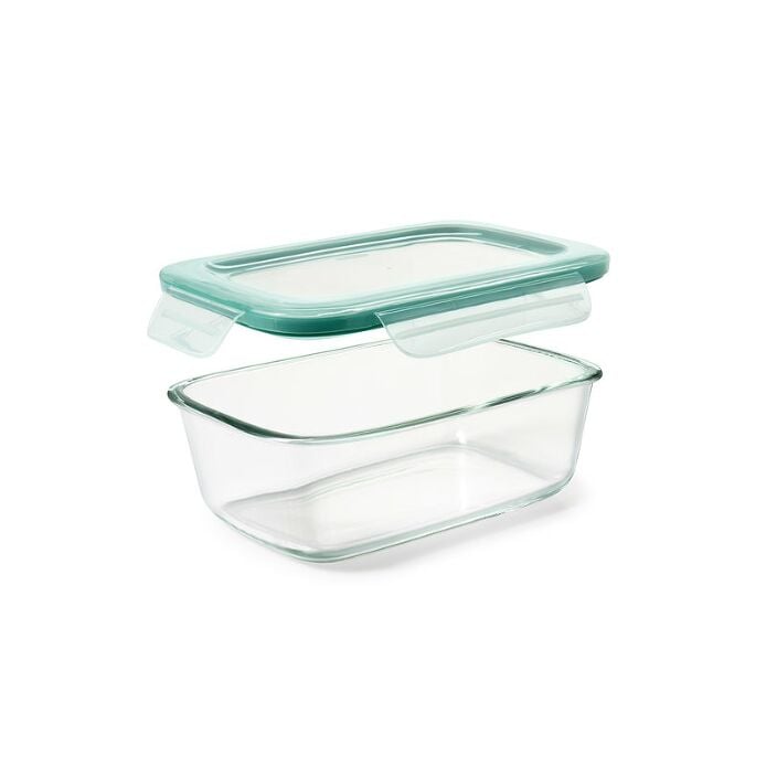 Smart Seal 8 Cup Glass Rectangle Container - Teal O5