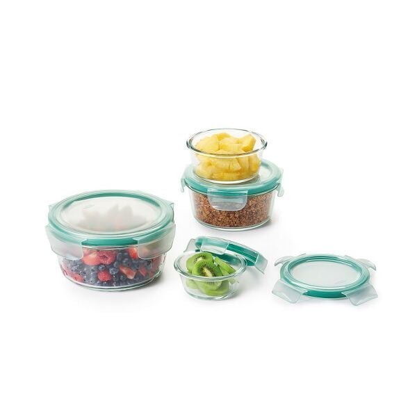 8 Piece Smart Seal Glass Round Container Set Y1