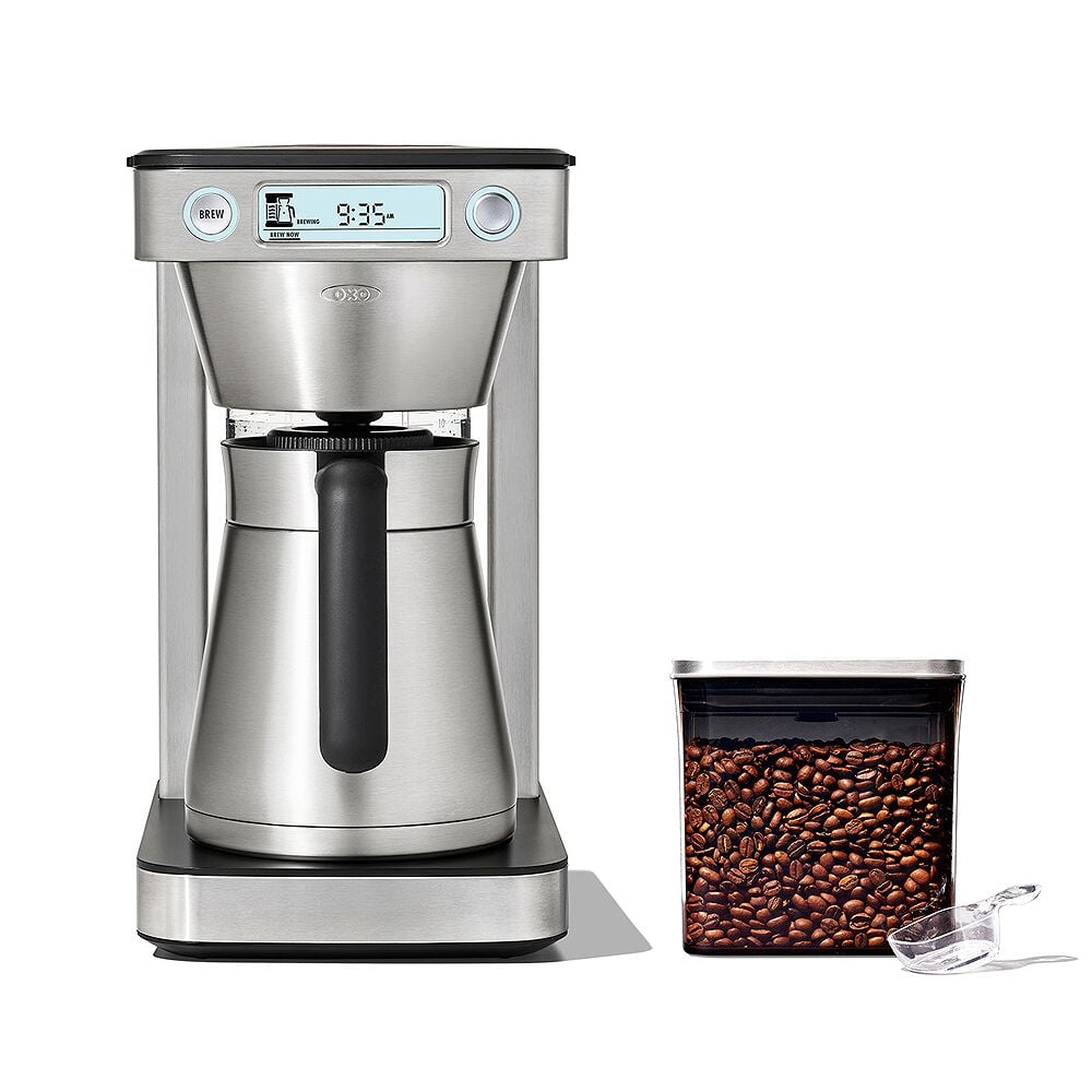 12-Cup Coffee Maker with Podless Single-Serve Function & Steel Coffee POP Container (1.7 Qt) with Scoop Bundle M7