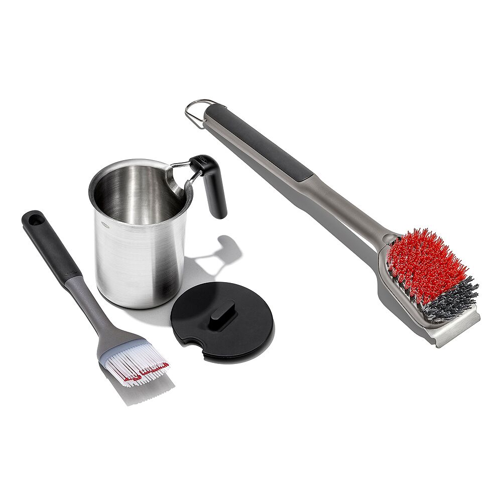 Grilling Basting Pot and Brush Set & Nylon Grill Brush for Cold Cleaning Bundle G8