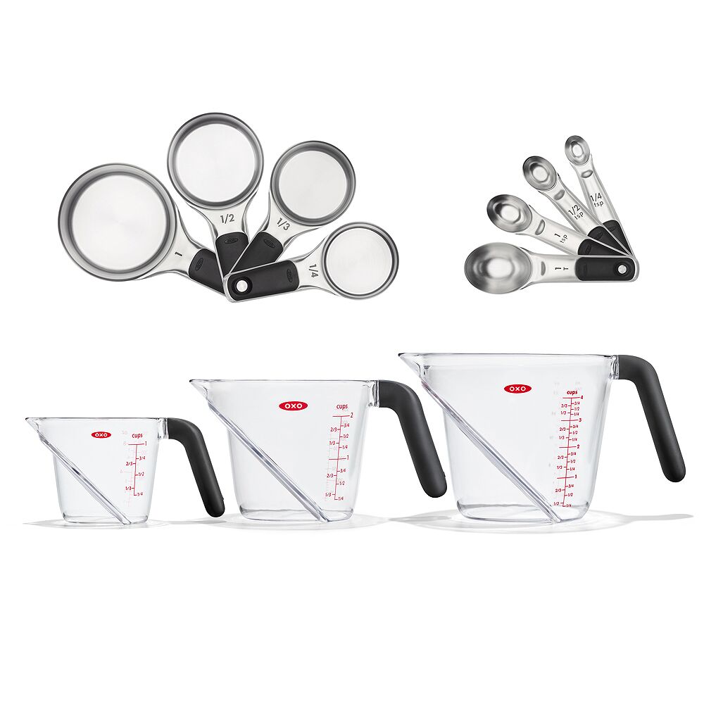 3 Piece Angled Measuring Cup Set & Stainless Steel Measuring Cups and Spoons Set Bundle I6