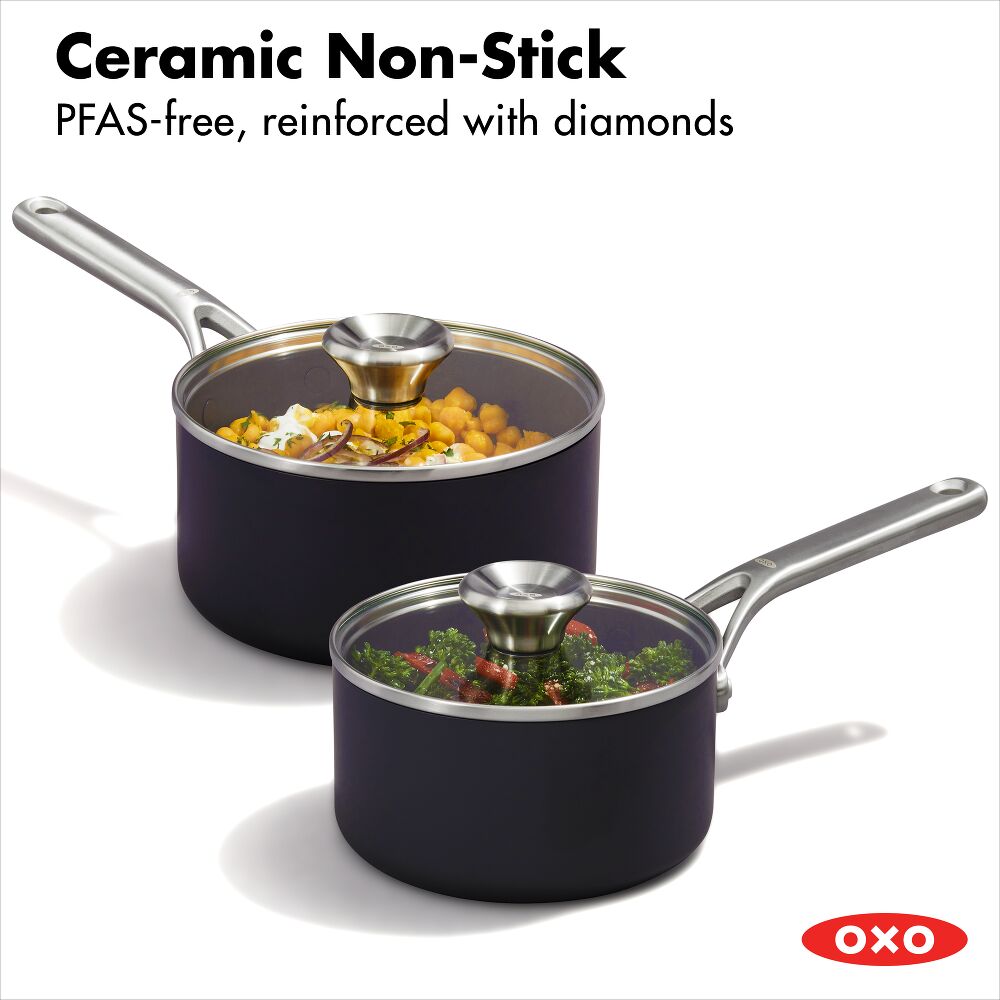 Ceramic Professional Non-Stick 4-Piece Saucepan Set (1.7 Qt & 2.3 Qt) X7