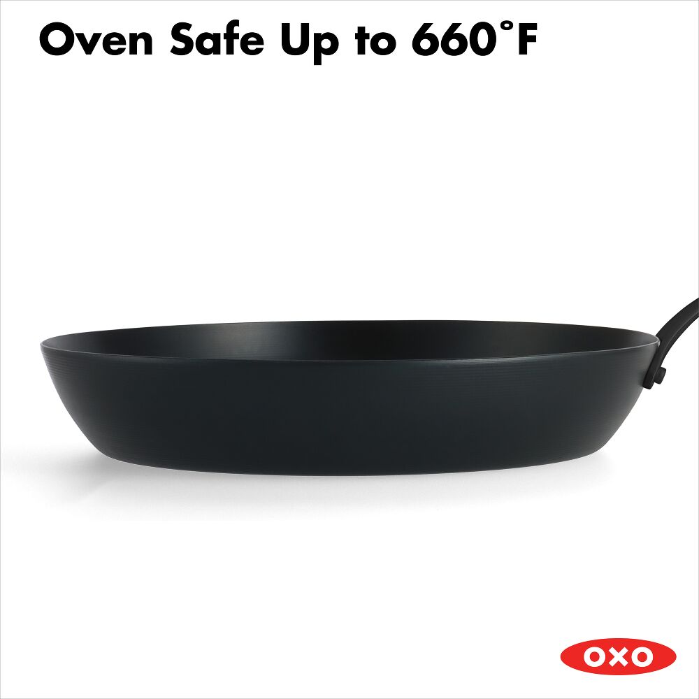OXO Carbon Steel Obsidian Series 12-Inch Frypan with Silicone Sleeve Y7