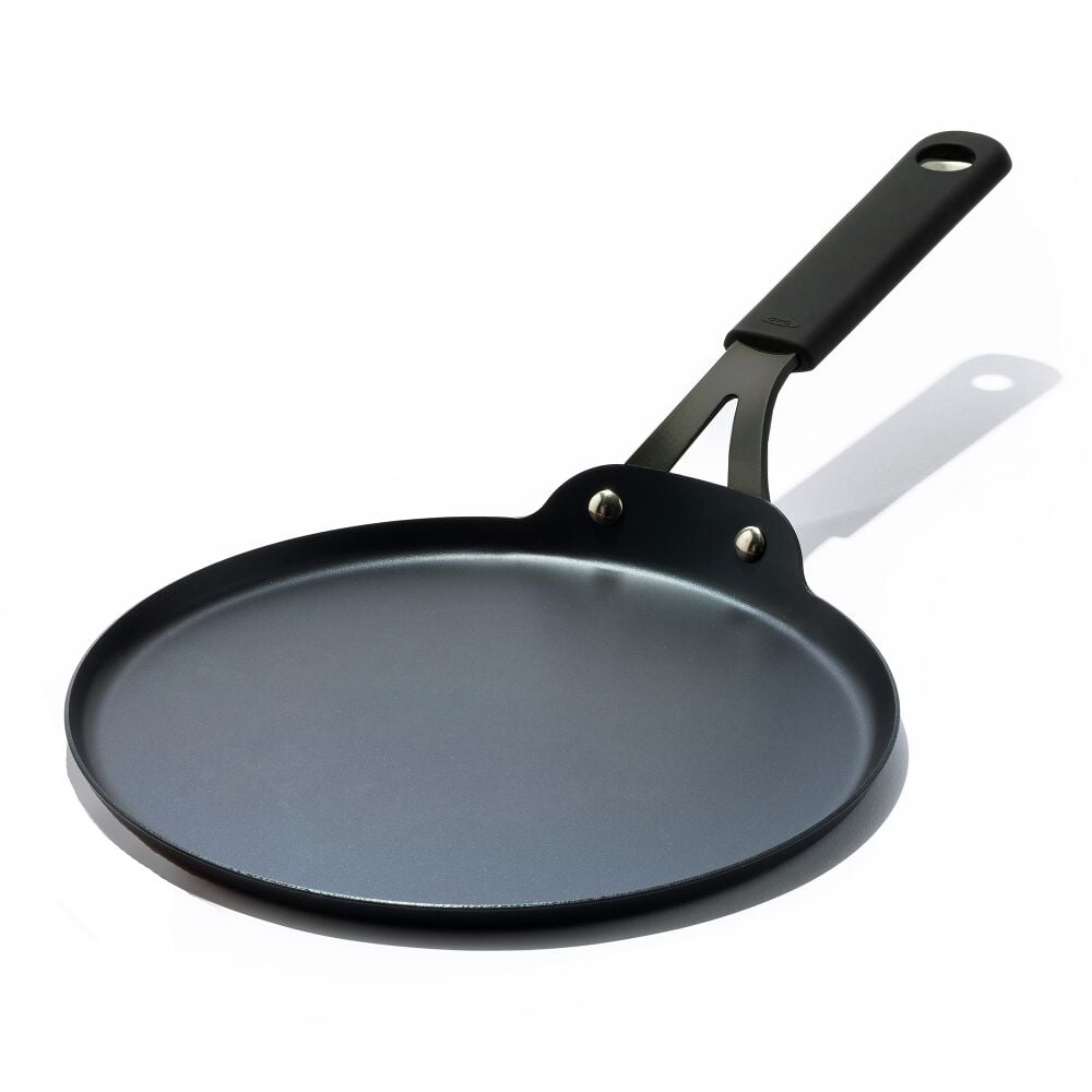 Obsidian Carbon Steel 10-Inch Crêpe Pan with Silicone Sleeve H1