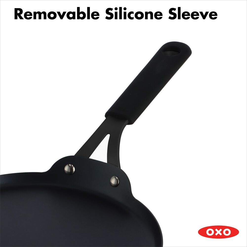 Obsidian Carbon Steel 10-Inch Crêpe Pan with Silicone Sleeve H1