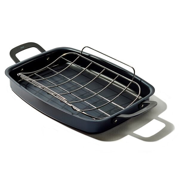 Carbon Steel Obsidian Series Roaster with Rack T8