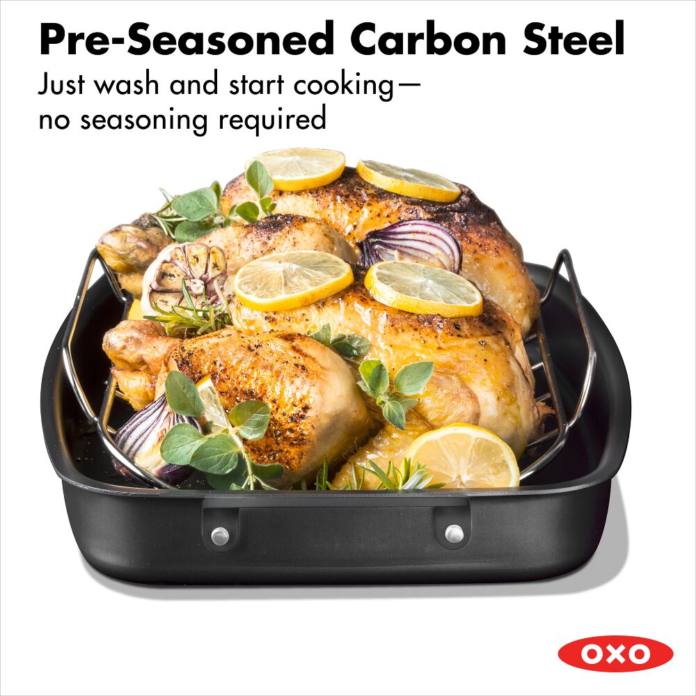 Carbon Steel Obsidian Series Roaster with Rack T8