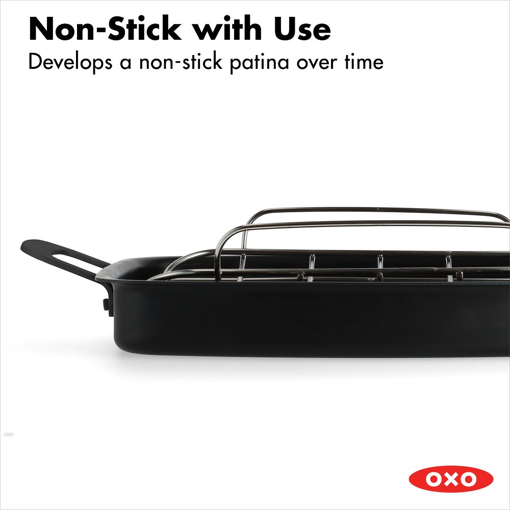 Carbon Steel Obsidian Series Roaster with Rack T8
