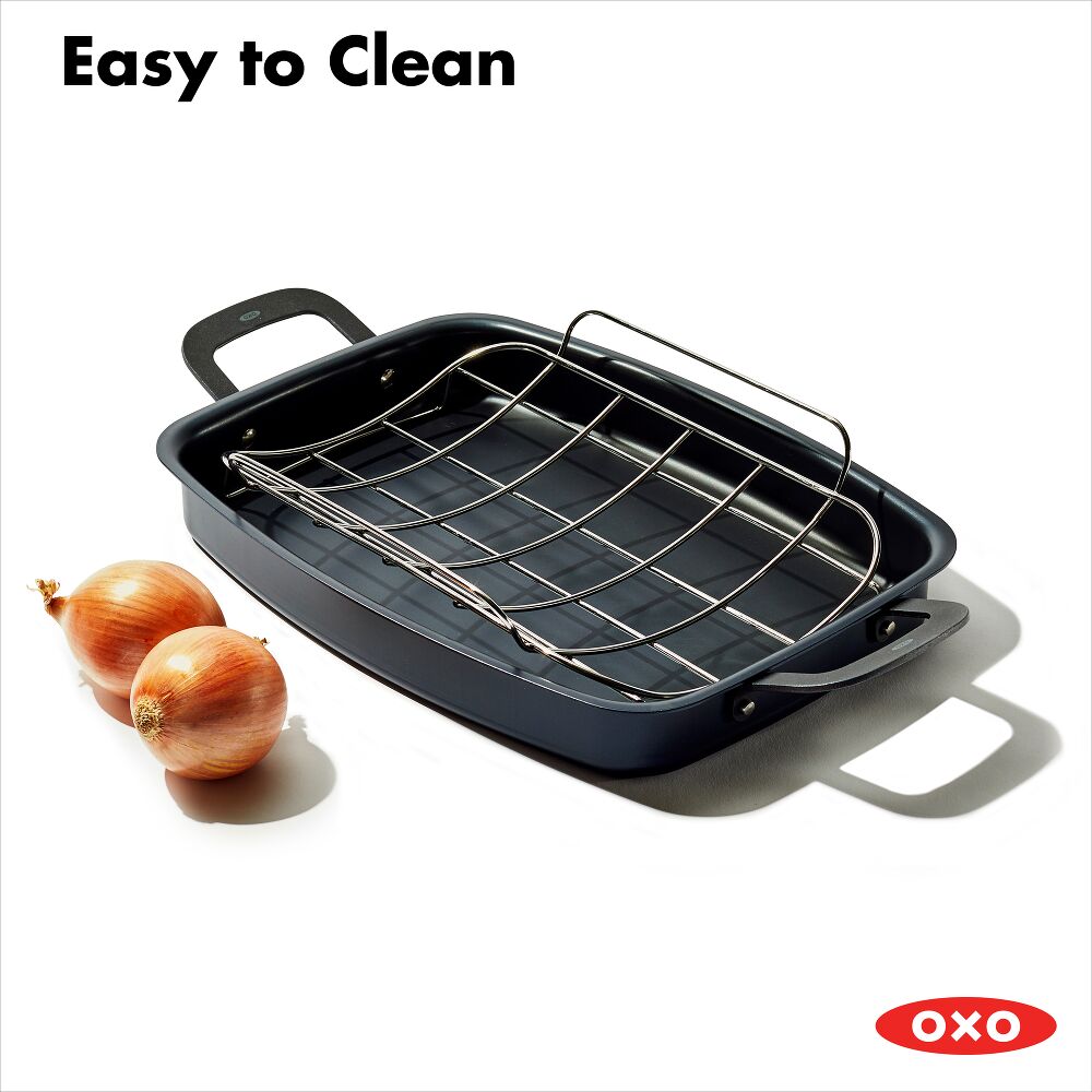 Carbon Steel Obsidian Series Roaster with Rack T8