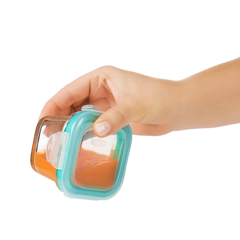 Baby Blocks Glass Food Storage Containers 4 Oz - Tot Teal Y8