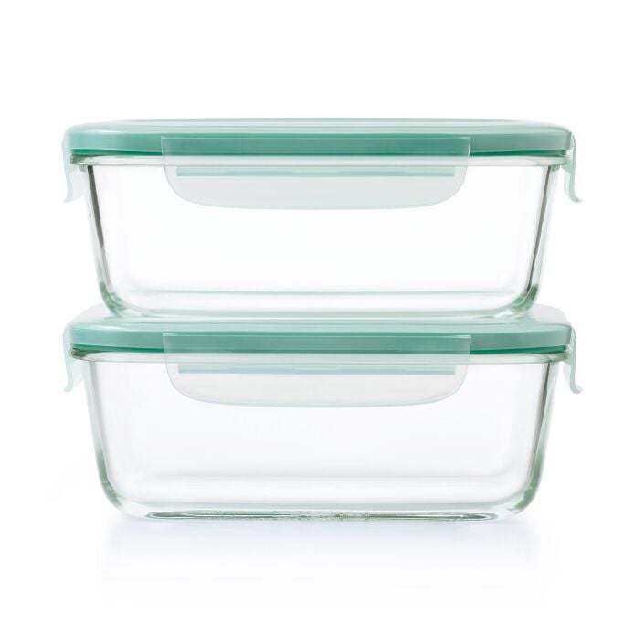 Smart Seal 8 Cup Glass Rectangle Container - Teal O5