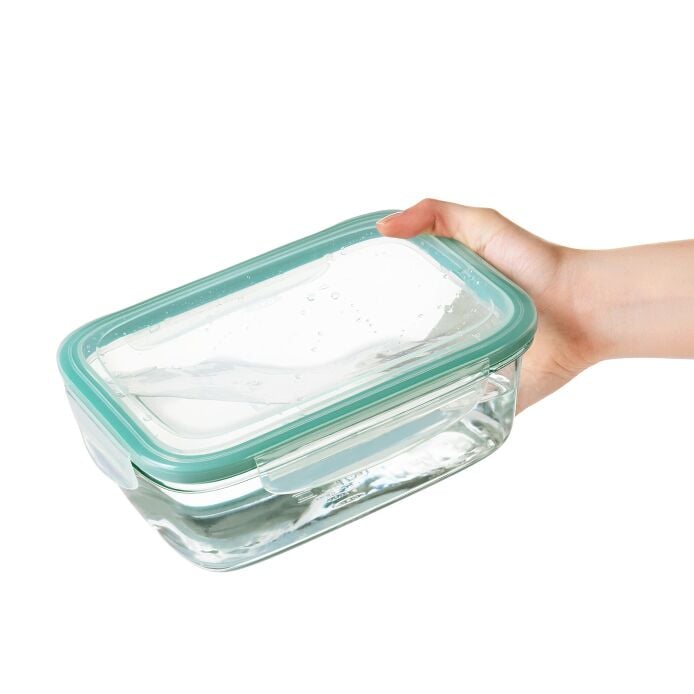 Smart Seal 8 Cup Glass Rectangle Container - Teal O5