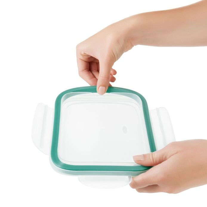 Smart Seal 8 Cup Glass Rectangle Container - Teal O5