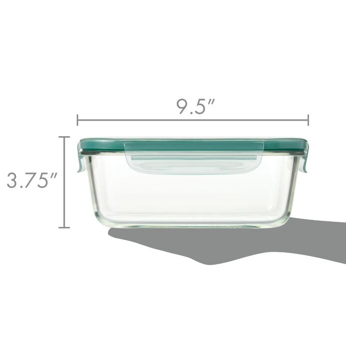 Smart Seal 8 Cup Glass Rectangle Container - Teal O5