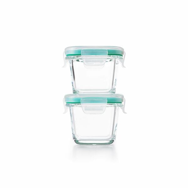 4 Piece Smart Seal Glass Mini Square Container Set O3
