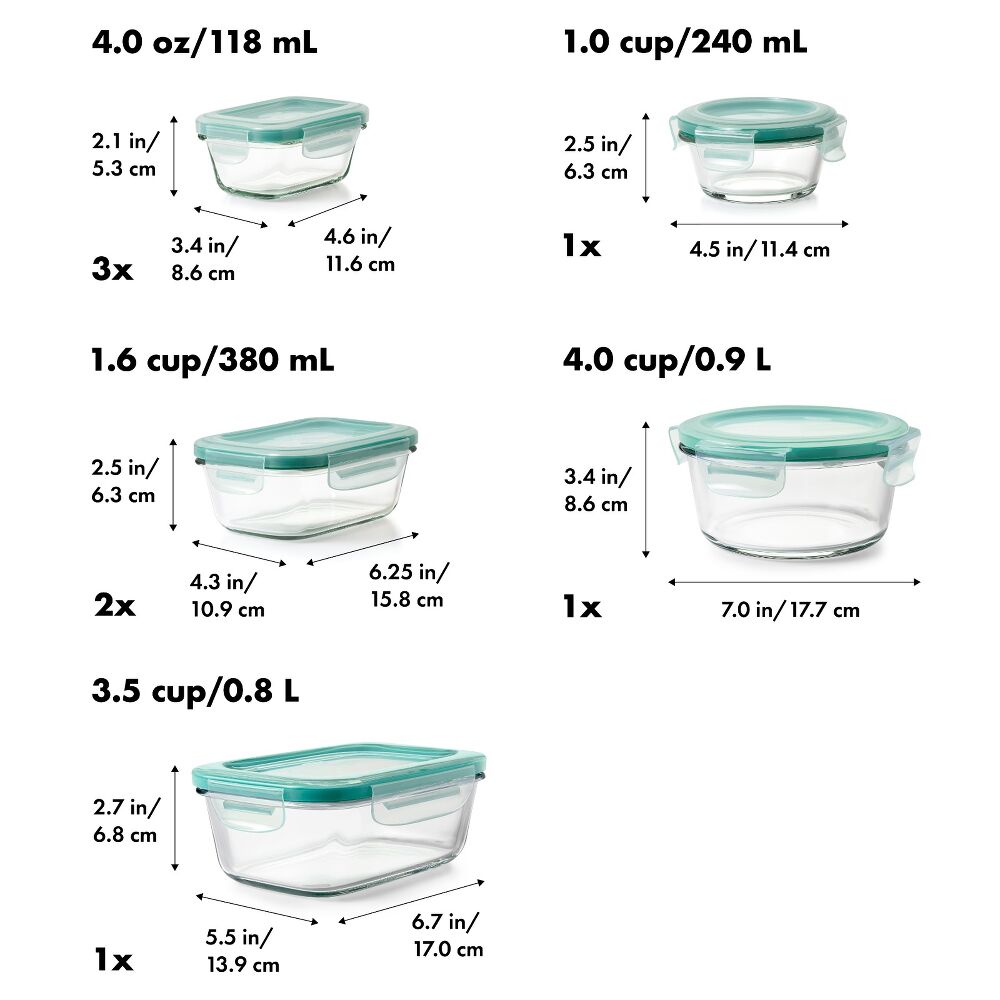 16 Piece Glass Smart Seal Everyday Container Set T8