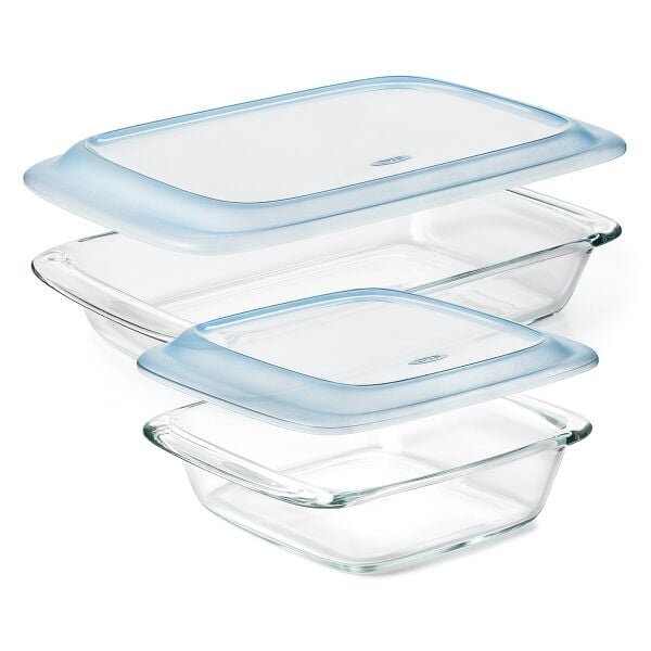 Glass Baking Dish with Lid (2.0 Qt) and Glass Baking Dish with Lid (3.0 Qt) Bundle L7