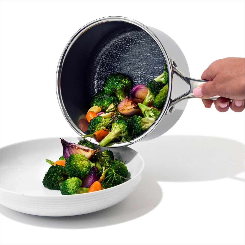 Trident Hybrid Non-Stick Stainless Steel 2.5 Qt Saucepan with Lid D5