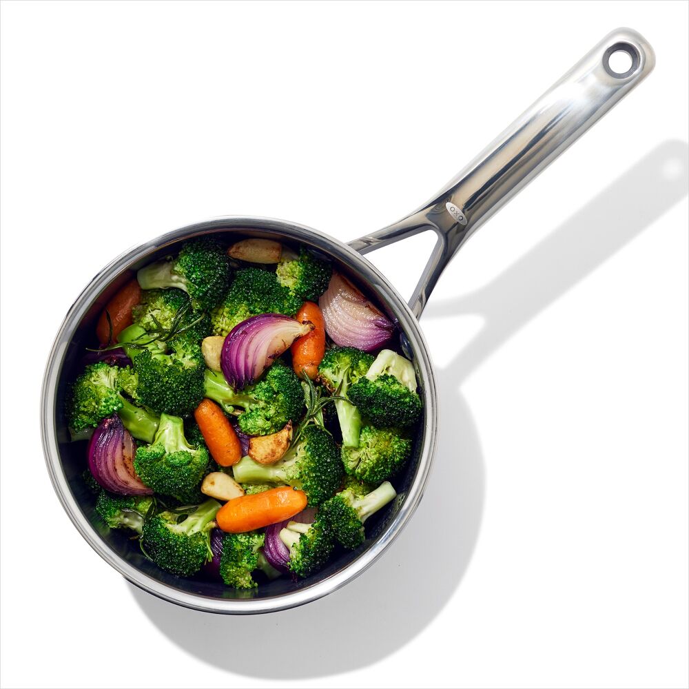 Trident Hybrid Non-Stick Stainless Steel 2.5 Qt Saucepan with Lid D5