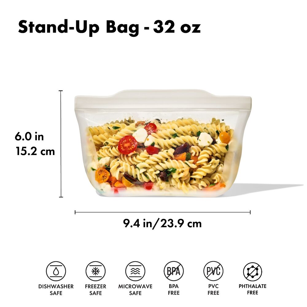 Silicone Reusable Bag - Stand-Up Quart (32 oz) - Oat Q5