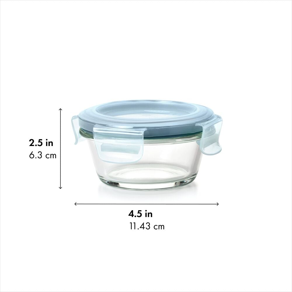 Smart Seal 1-Cup Glass Round Container - Arctic Blue C1