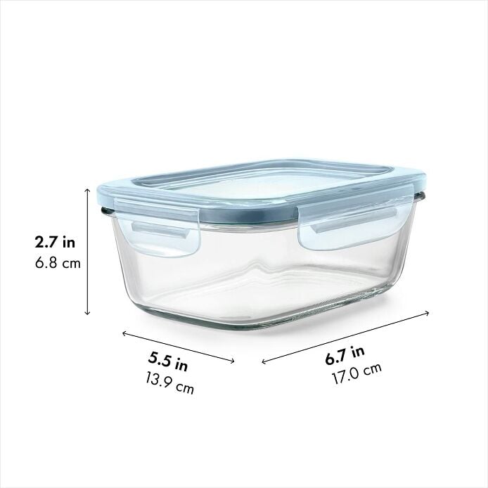 Smart Seal 3.5-Cup Glass Rectangle Container - Arctic Blue X8