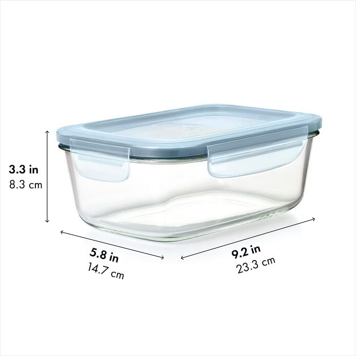 Smart Seal 8-Cup Glass Rectangle Container - Arctic Blue F8
