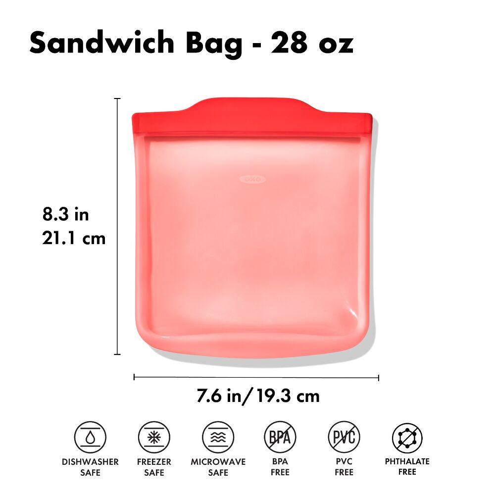 Silicone Reusable Bag - Sandwich Bag (28 oz) - Watermelon J3