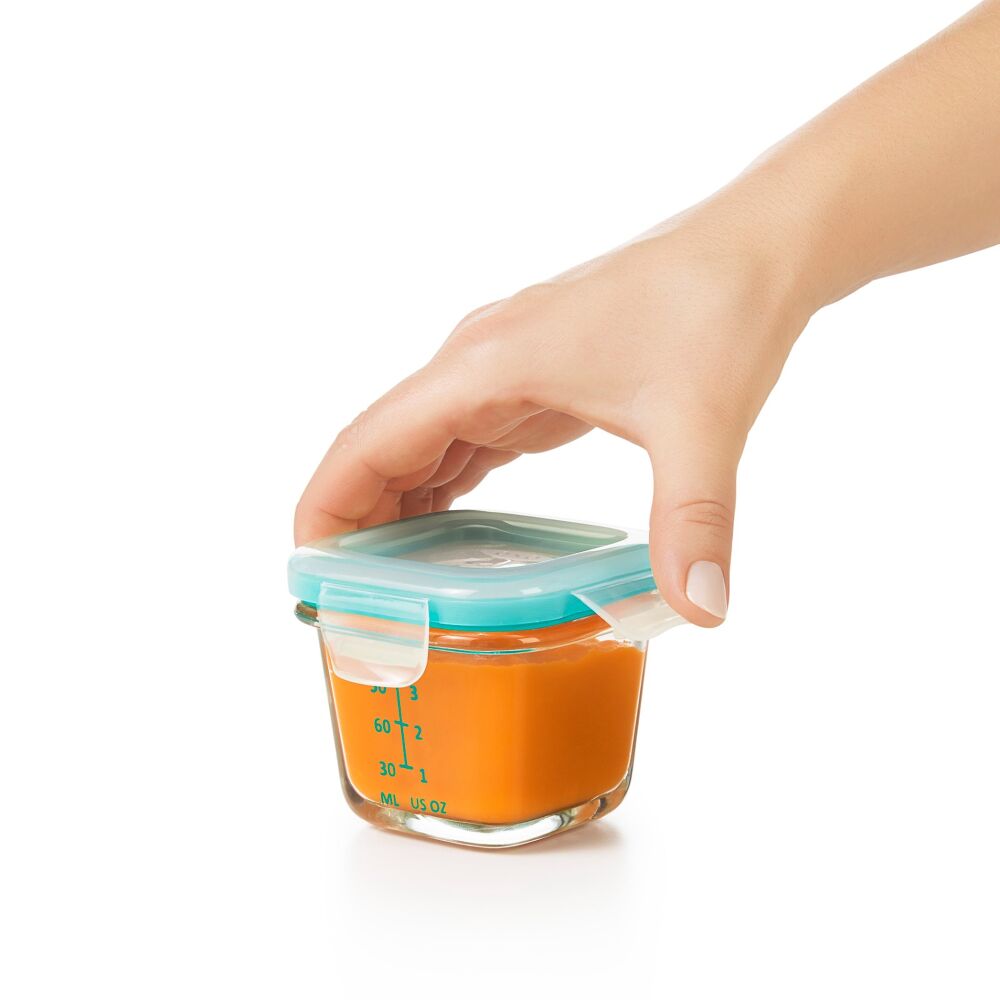 Baby Blocks Glass Food Storage Containers 4 Oz - Tot Teal Y8