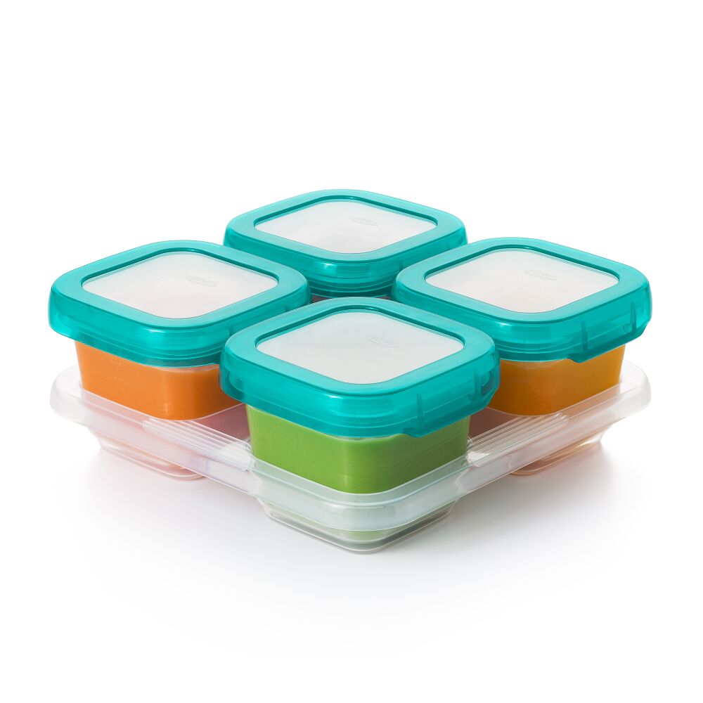 6 oz Baby Blocks™ Plastic Freezer Storage Containers - Tot Teal N1