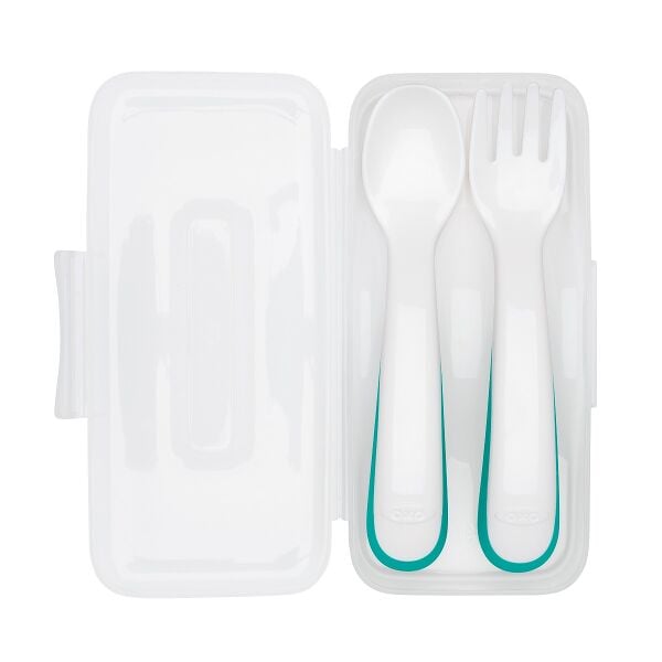 On-the-Go Plastic Fork and Spoon Set with Travel Case W8