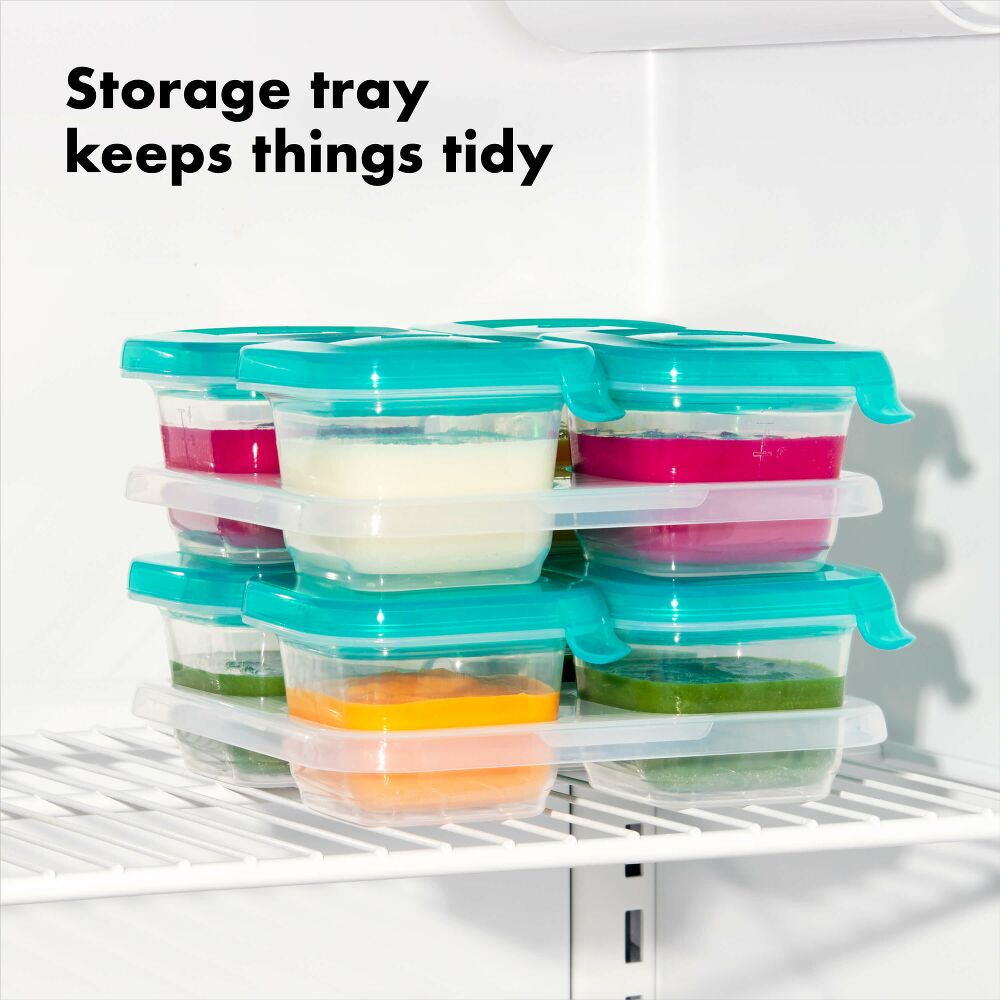 4 oz Baby Blocks™ Silicone Freezer Storage Containers - Tot Teal O3