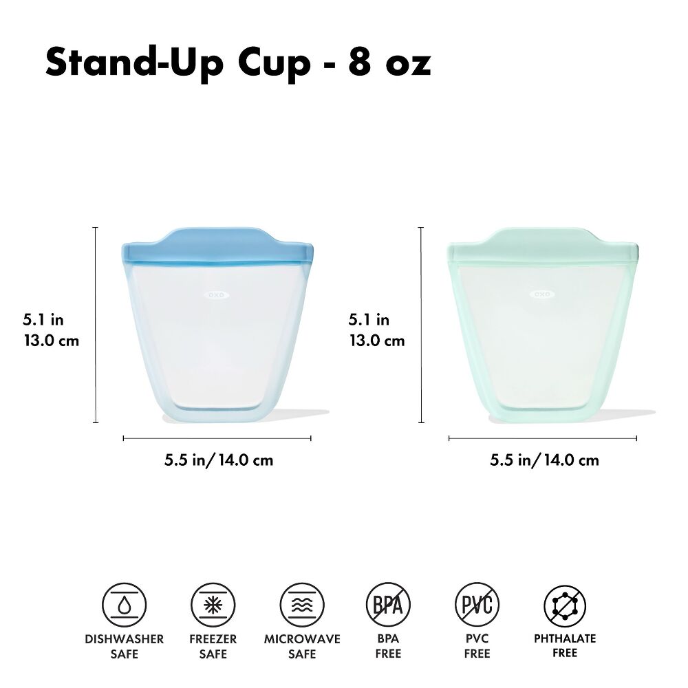 Tot Silicone Reusable Bag - 2-Piece Stand-Up Cup Set Q7