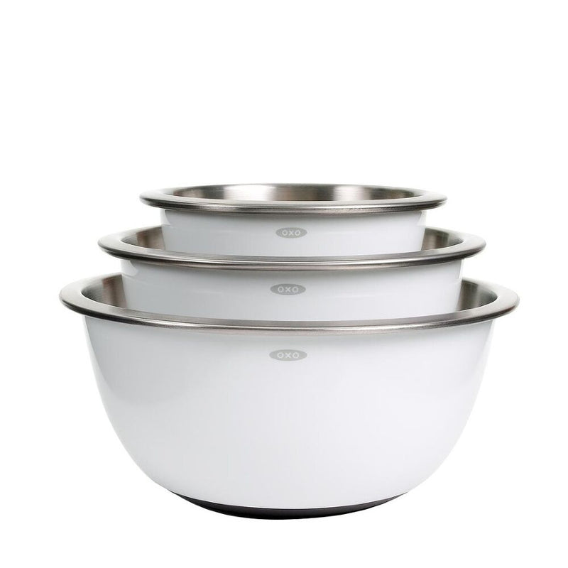 3-Piece Stainless Steel Mixing Bowl Set - White S2