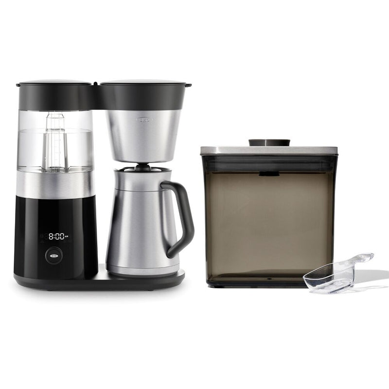 9-Cup Coffee Maker & Steel Coffee POP Container (1.7 Qt) with Scoop Bundle K0