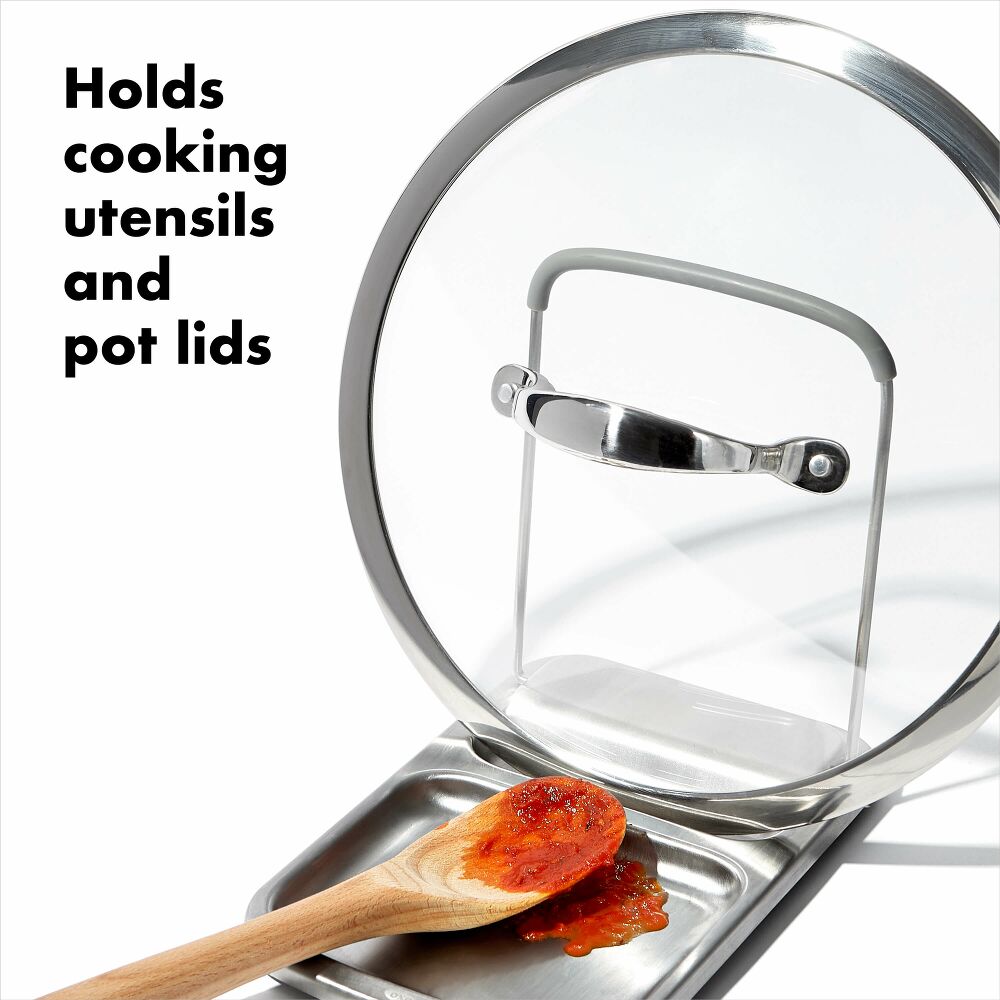 Stainless Steel Spoon Rest with Lid Holder J9