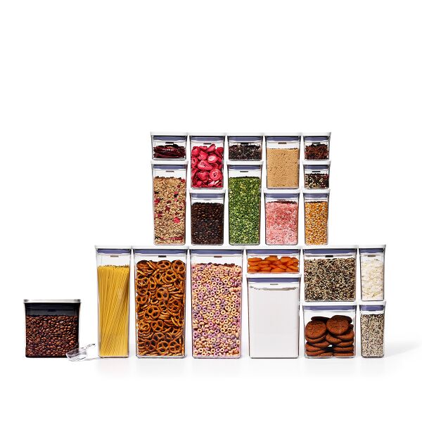 20-Piece POP Container Set & Steel Coffee POP Container (1.7 Qt) with Scoop Bundle J4