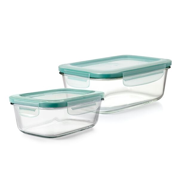 8 Cup Smart Seal Glass Rectangle Container & 3.5 Cup Smart Seal Glass Rectangle Container Bundle R0