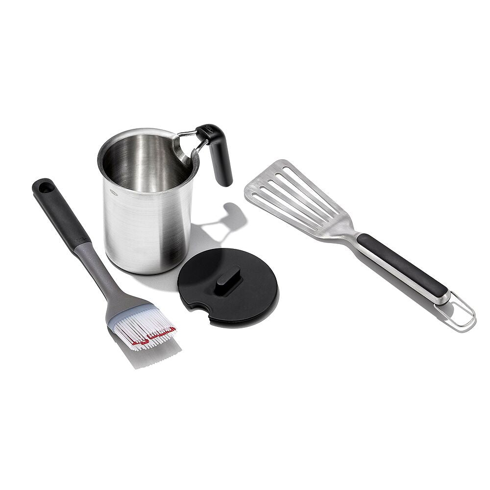 Grilling Basting Pot and Brush Set & Grilling Precision Turner Bundle C9
