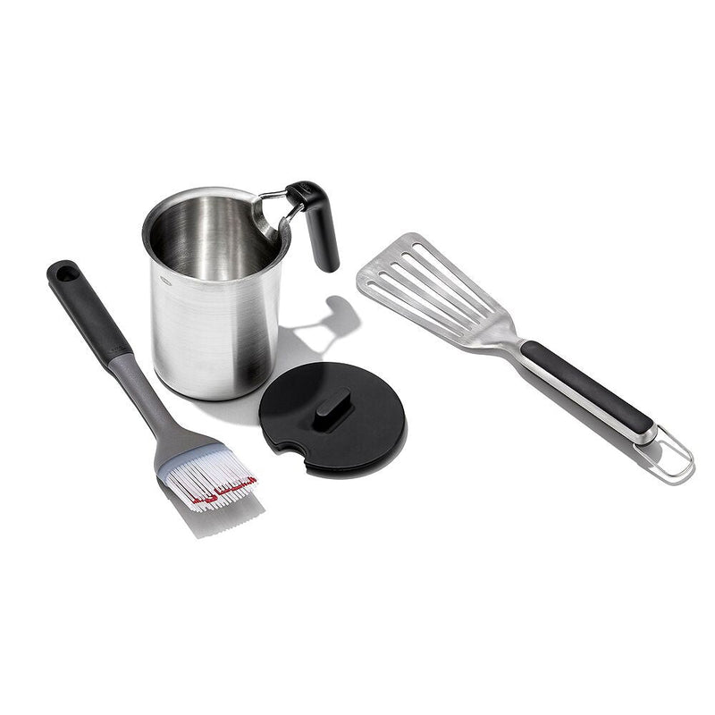Grilling Basting Pot and Brush Set & Grilling Precision Turner Bundle C9