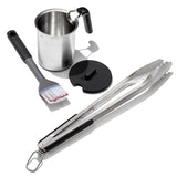 Grilling Basting Pot and Brush Set & Grilling Tongs with Built-In Bottle Opener Bundle I2