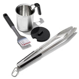 Grilling Basting Pot and Brush Set & Grilling Tongs with Built-In Bottle Opener Bundle I2