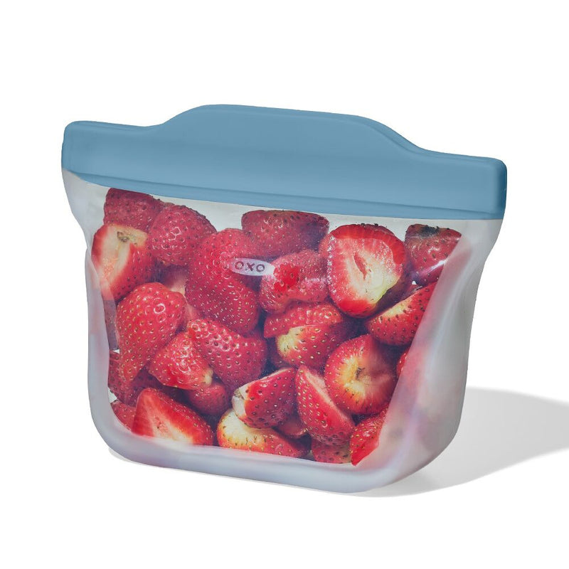 Silicone Reusable Bag  Stand-Up Snack (12 oz) - Ocean Blue F1