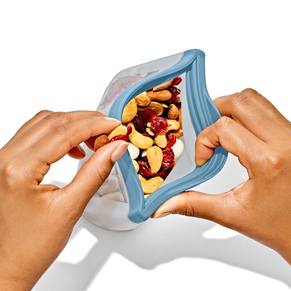 Silicone Reusable Bag  Stand-Up Snack (12 oz) - Ocean Blue F1