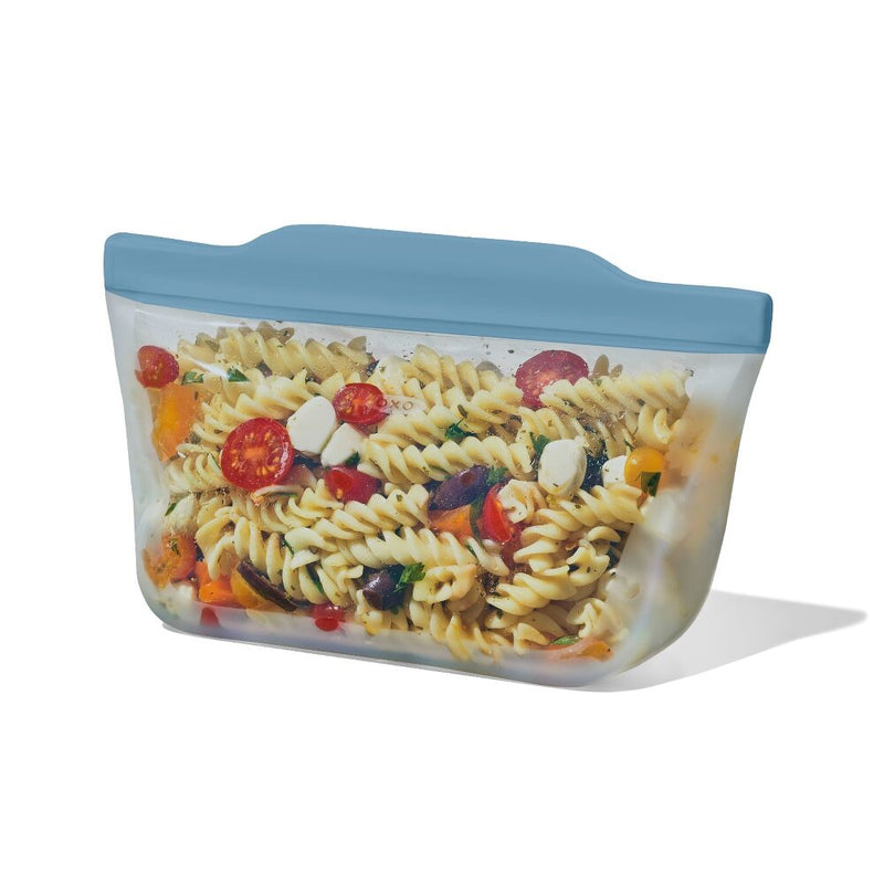 Silicone Reusable Bag  Stand-Up Quart (32 oz) - Ocean Blue E7