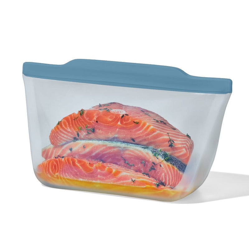 Silicone Reusable Bag  Stand-Up Half Gallon (64 oz) - Ocean Blue K1