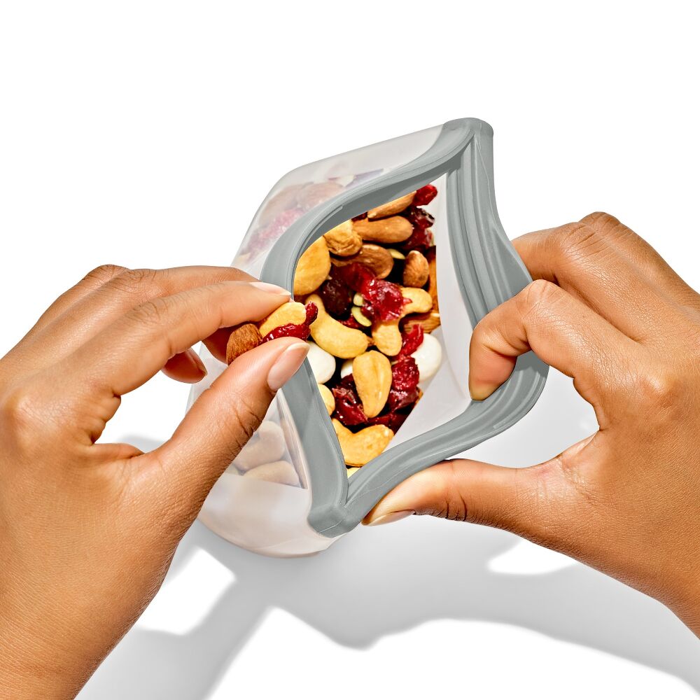 Silicone Reusable Bag  Stand-Up Snack (12 oz) - Fog F6
