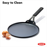 Obsidian Carbon Steel 10-Inch Crêpe Pan with Silicone Sleeve H1