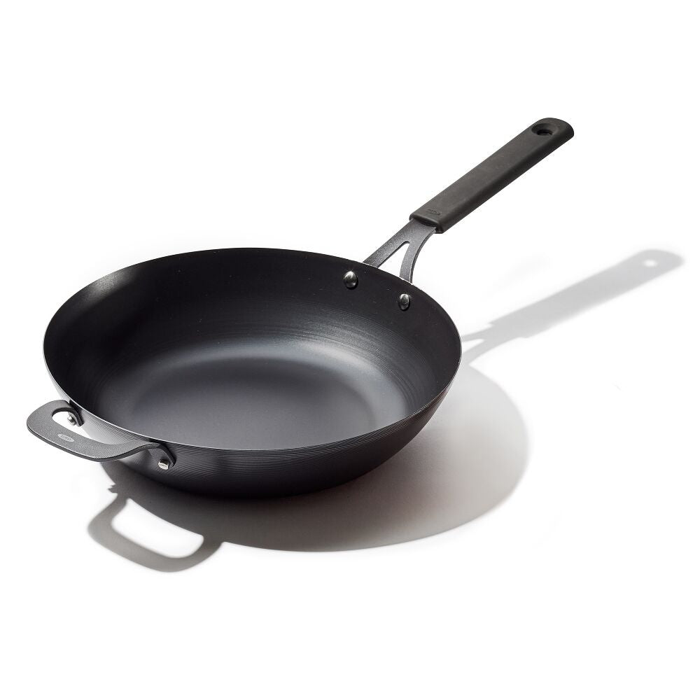 Carbon Steel Obsidian Series 12-Inch Wok with Silicone Sleeve Q4