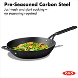 Carbon Steel Obsidian Series 12-Inch Wok with Silicone Sleeve Q4